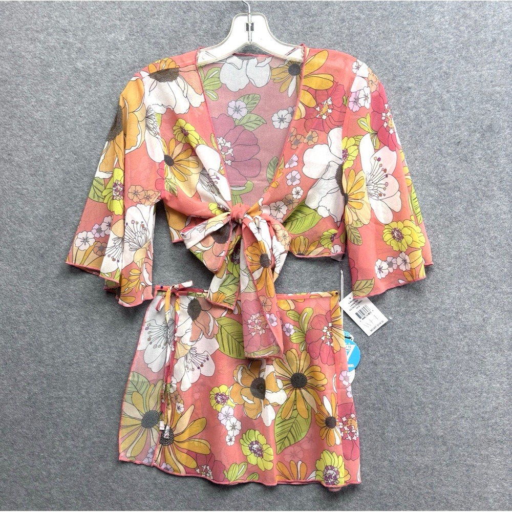 WET Swimwear Leslie Set Retro‎ Floral Print Swim Cover-Up Two Piece Size XS